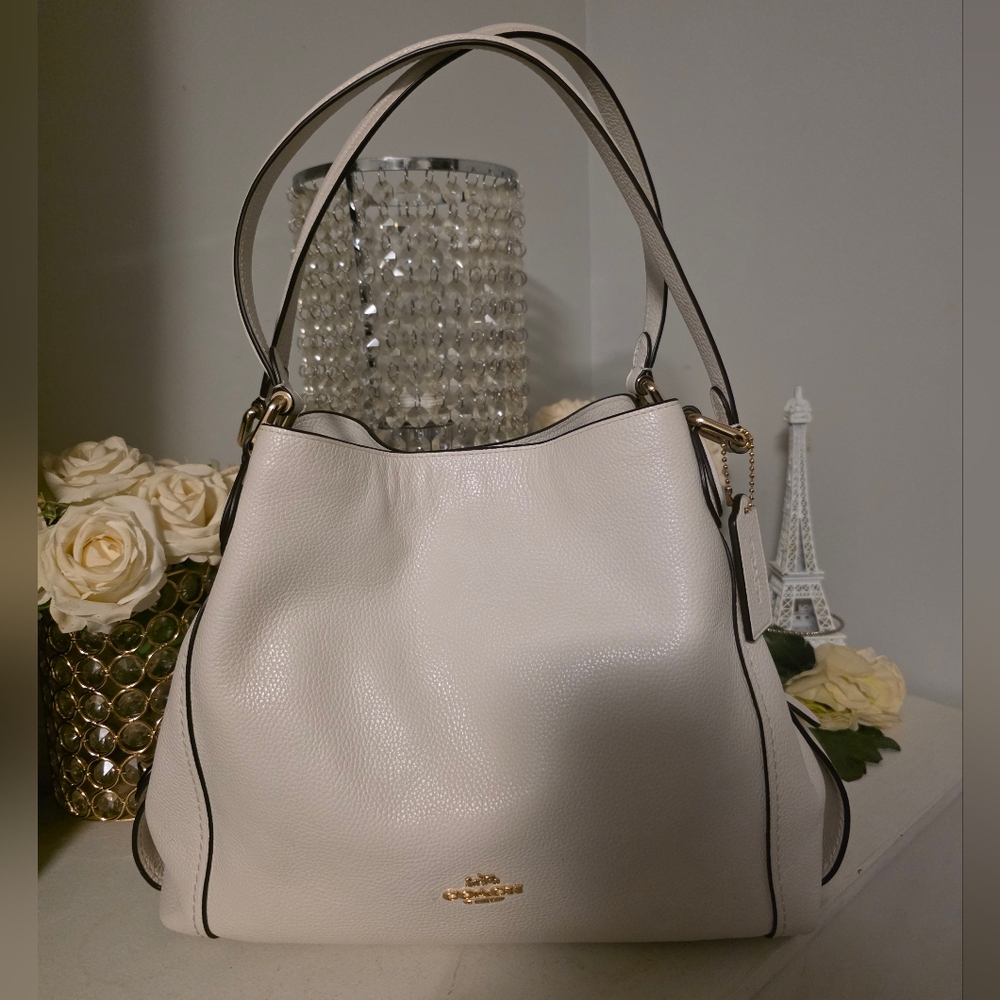 Coach White Leather Tote Bag